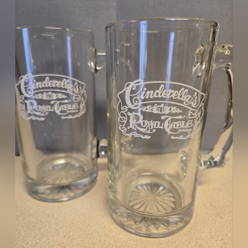 Walt Disney World Cinderella's Royal Table Glass Mugs Set Of 2